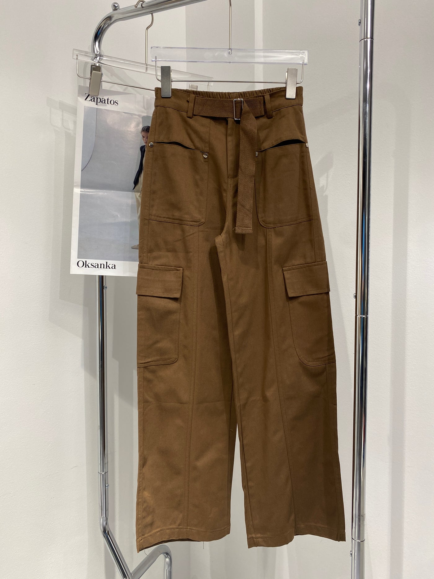 Belted Baggy Cargo Trousers - Chocolate Brown