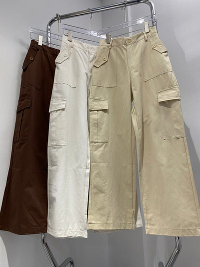 Baggy Cargo Trousers - Chocolate Brown