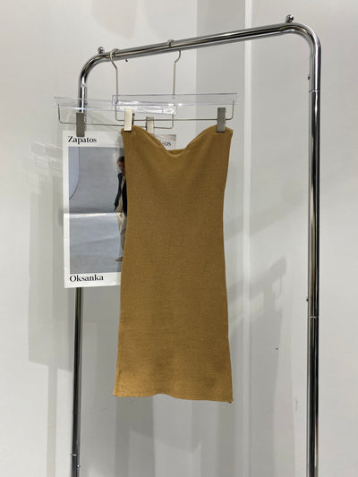 Knitted Tube Mini Dress - Wood