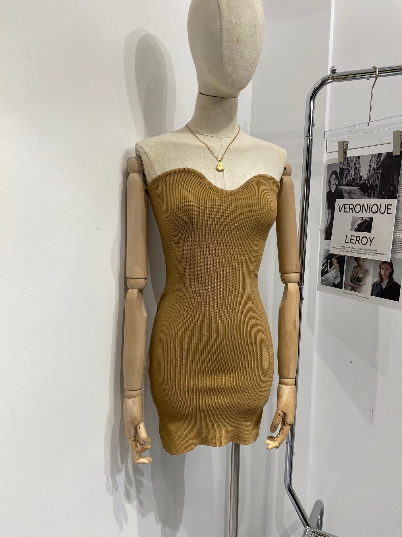 Knitted Tube Mini Dress - Wood