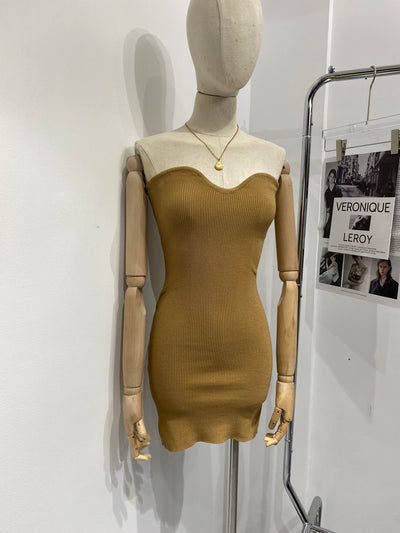 Knitted Tube Mini Dress - Wood