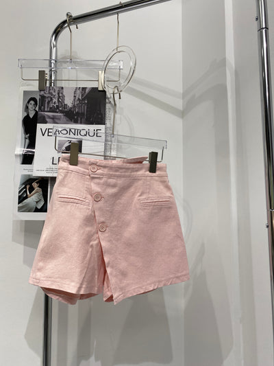 Wrap Around Denim Skort - Blush