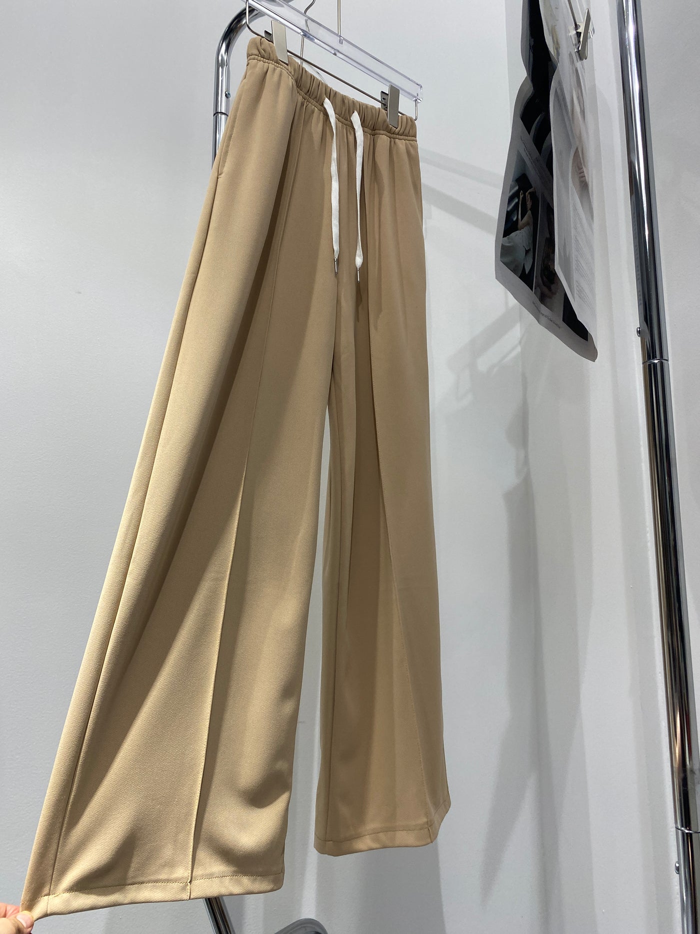 Wide Leg Baggy Sweatpants - Nude