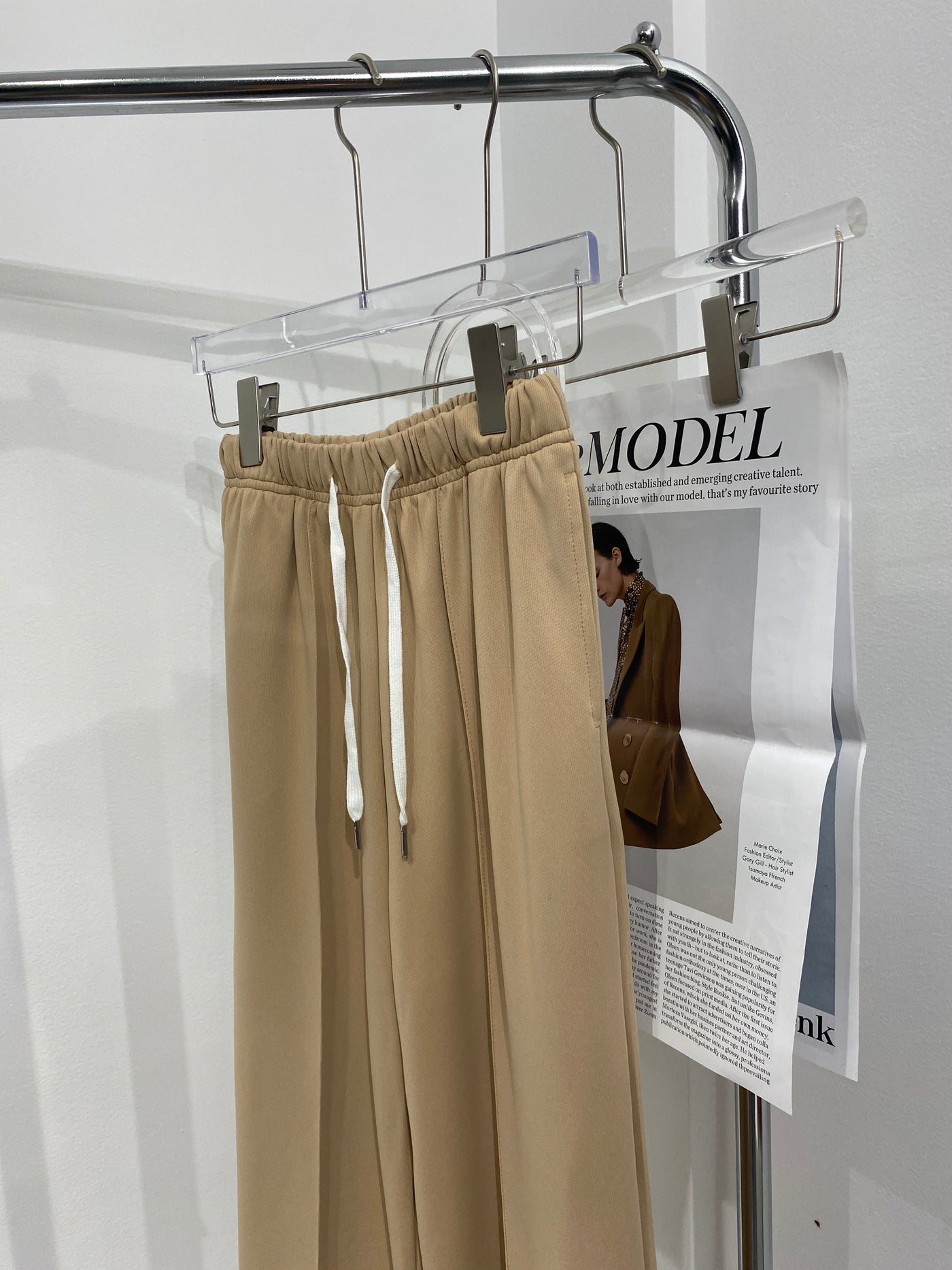 Wide Leg Baggy Sweatpants - Nude