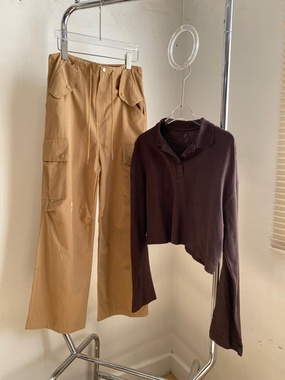 Cropped Boxy Polo Sweatshirt