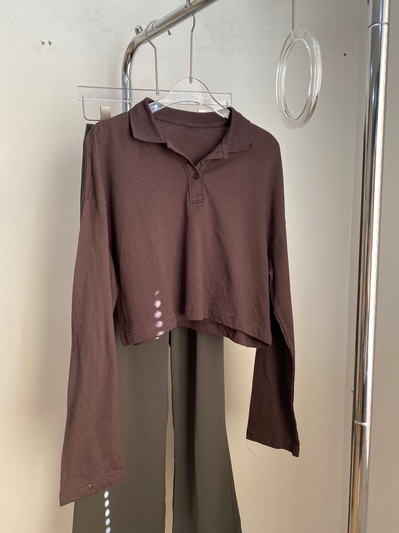Cropped Boxy Polo Sweatshirt