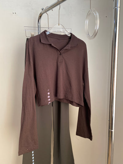Cropped Boxy Polo Sweatshirt