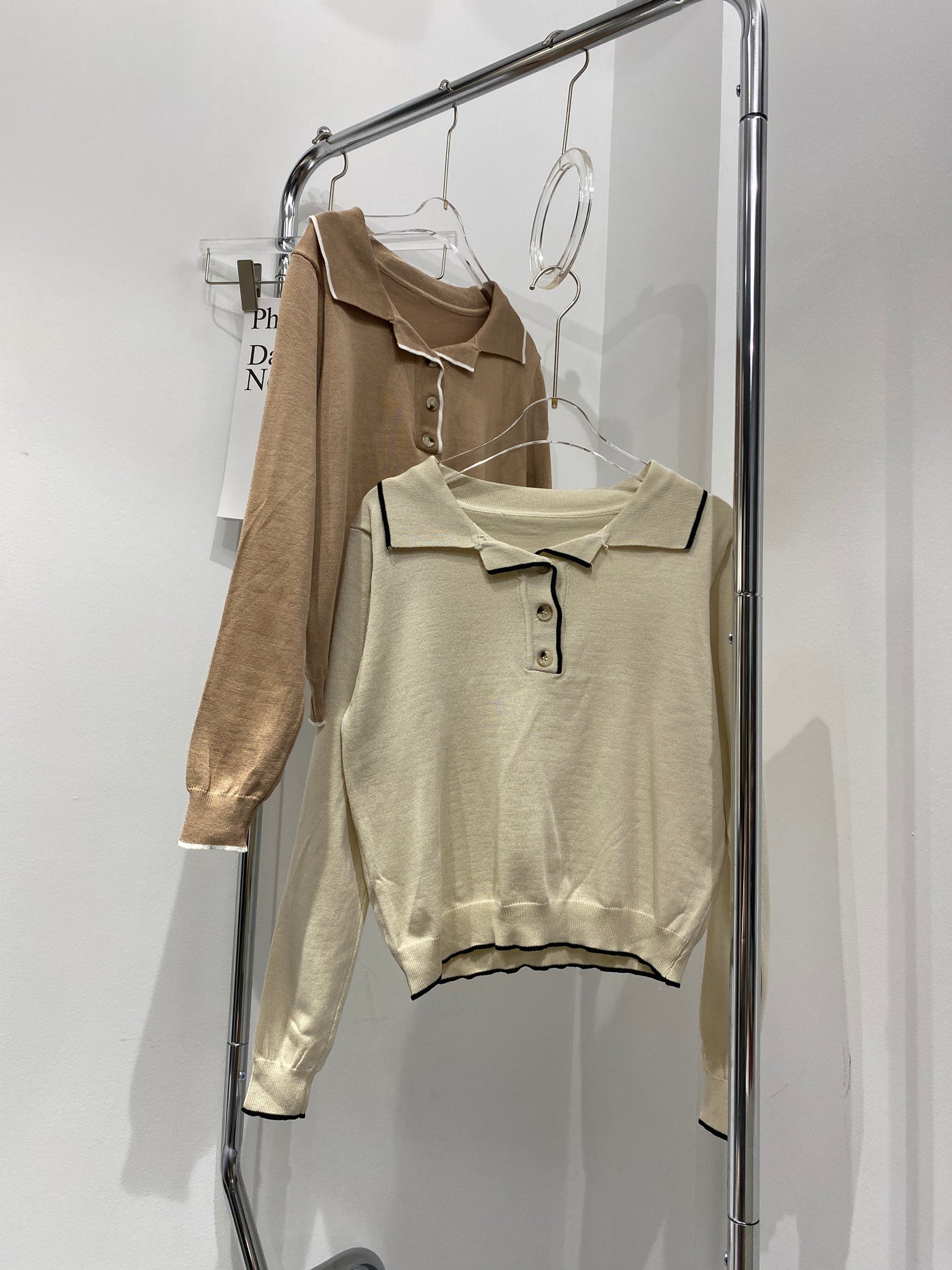 Knitted Polo Sweatshirt - Almond