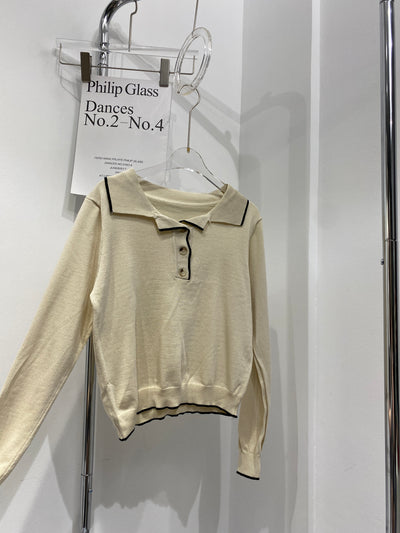 Knitted Polo Sweatshirt - Almond