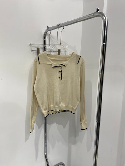 Knitted Polo Sweatshirt - Almond