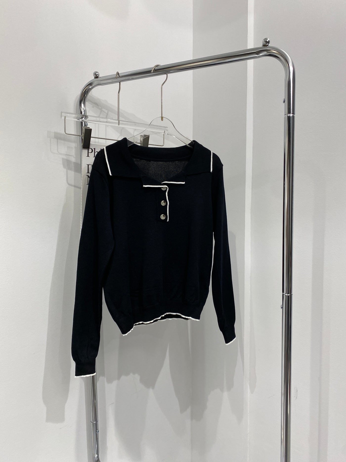 Knitted Polo Sweatshirt - Black