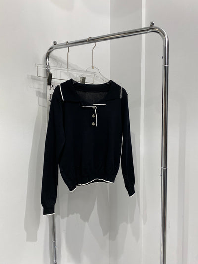 Knitted Polo Sweatshirt - Black