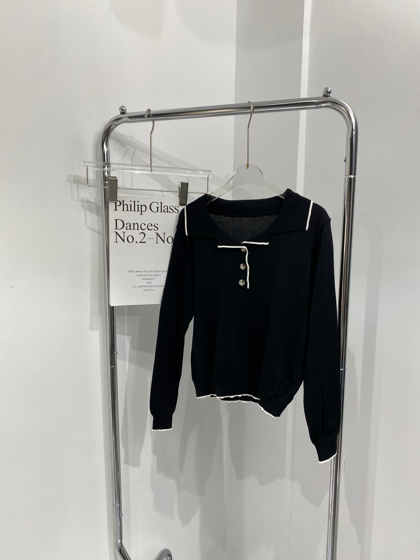 Knitted Polo Sweatshirt - Black