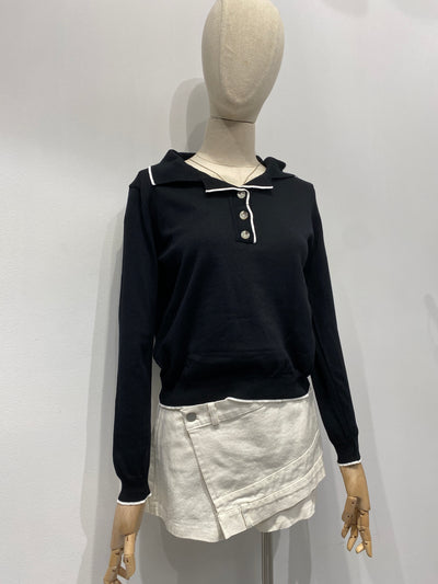 Knitted Polo Sweatshirt - Black