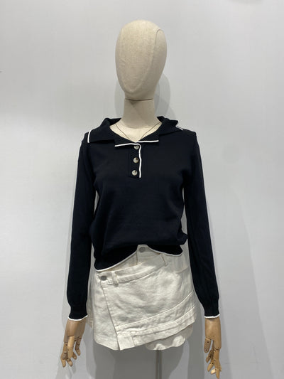 Knitted Polo Sweatshirt - Black