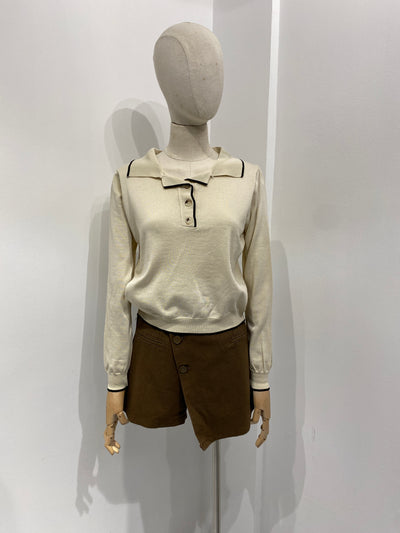 Knitted Polo Sweatshirt - Almond