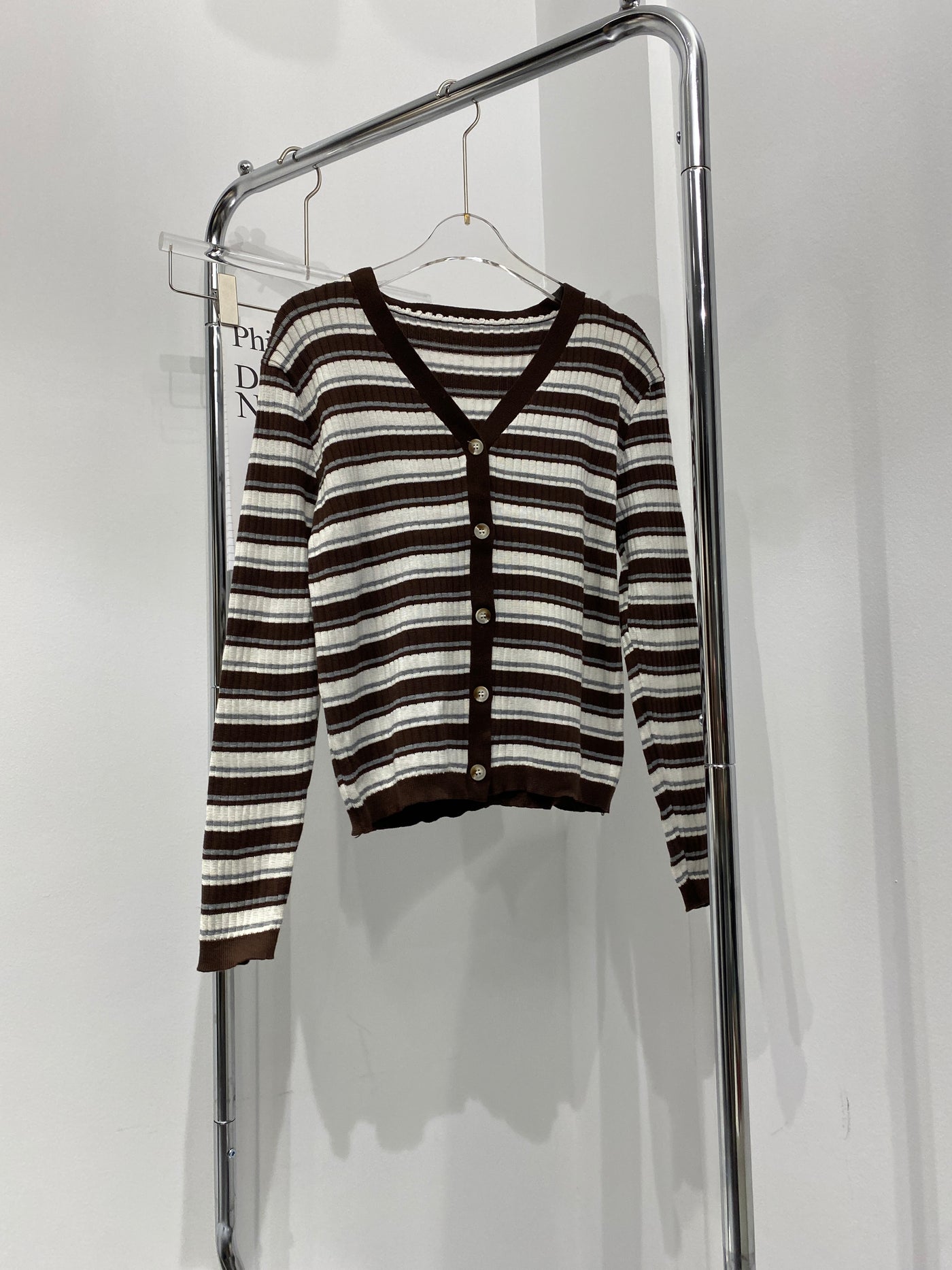 Stripped Knit Cardigan - Chocolate
