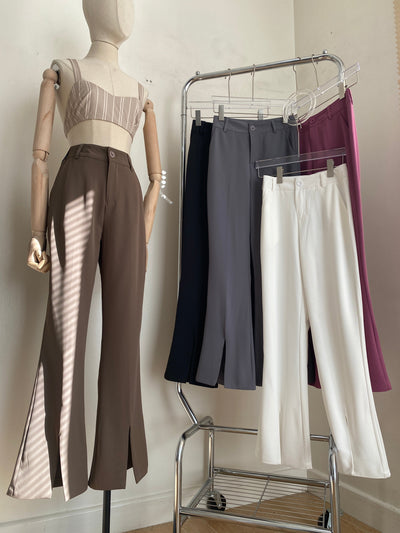 Split Hem Flared Trousers - Sorbet