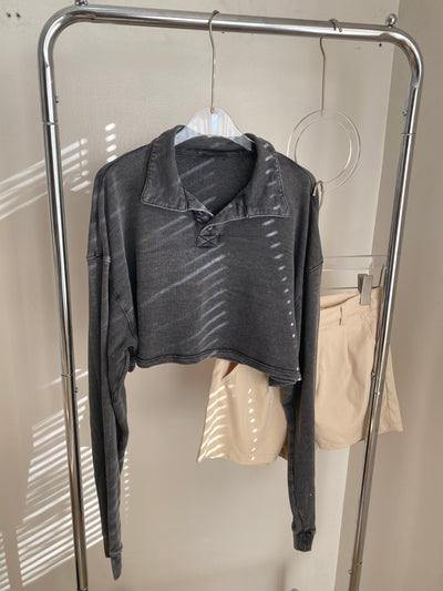 Cropped Boxy Polo Sweatshirt