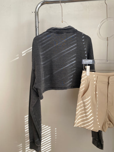 Cropped Boxy Polo Sweatshirt