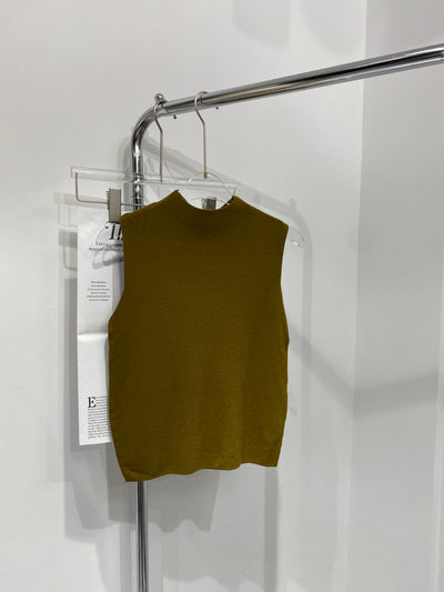 Sleeveless Mock Neck Knit Top - Moss