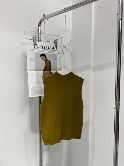 Sleeveless Mock Neck Knit Top - Moss