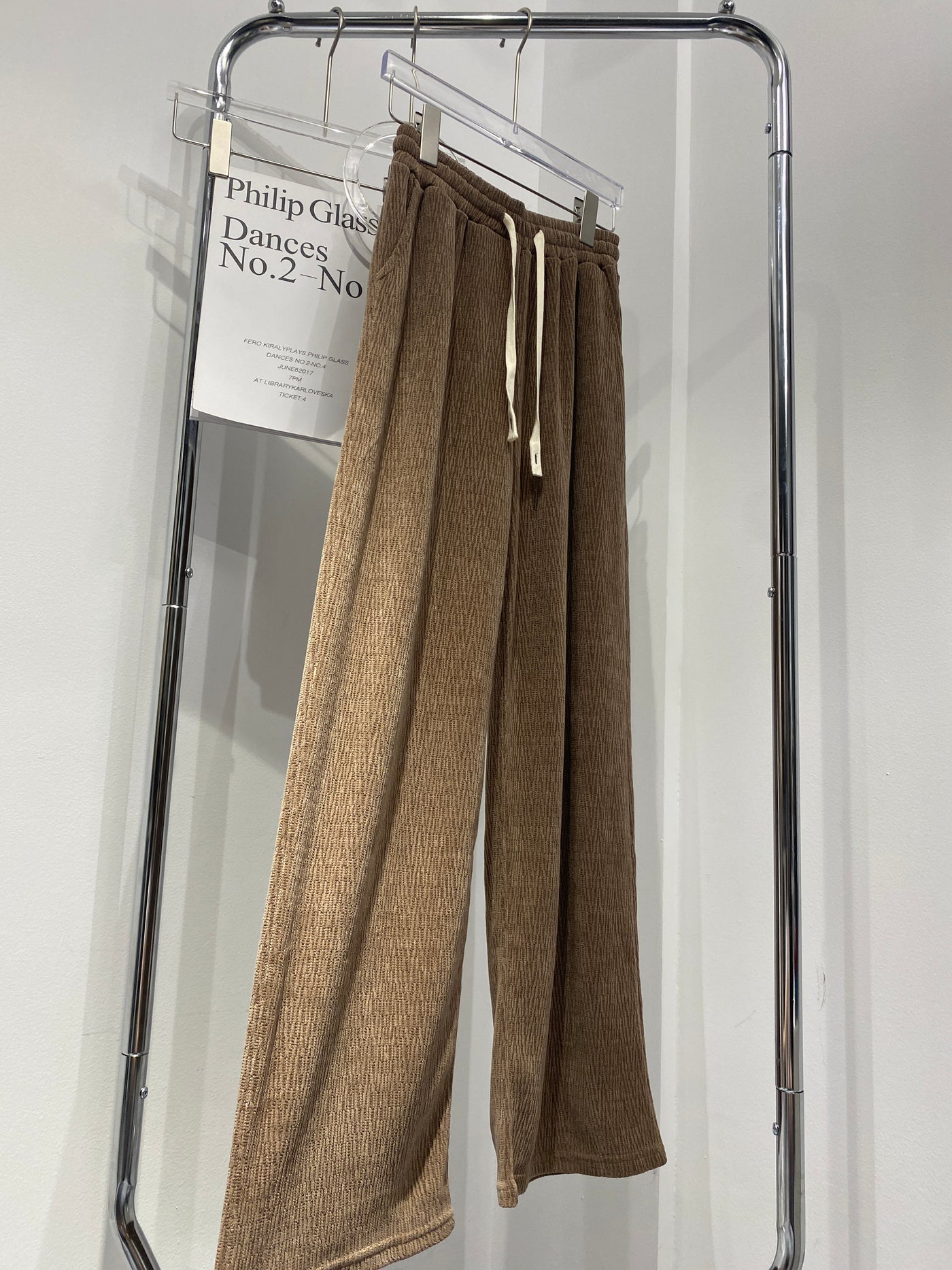 Textured Wide Leg Trousers - Latte