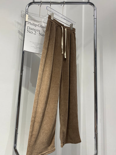 Textured Wide Leg Trousers - Latte