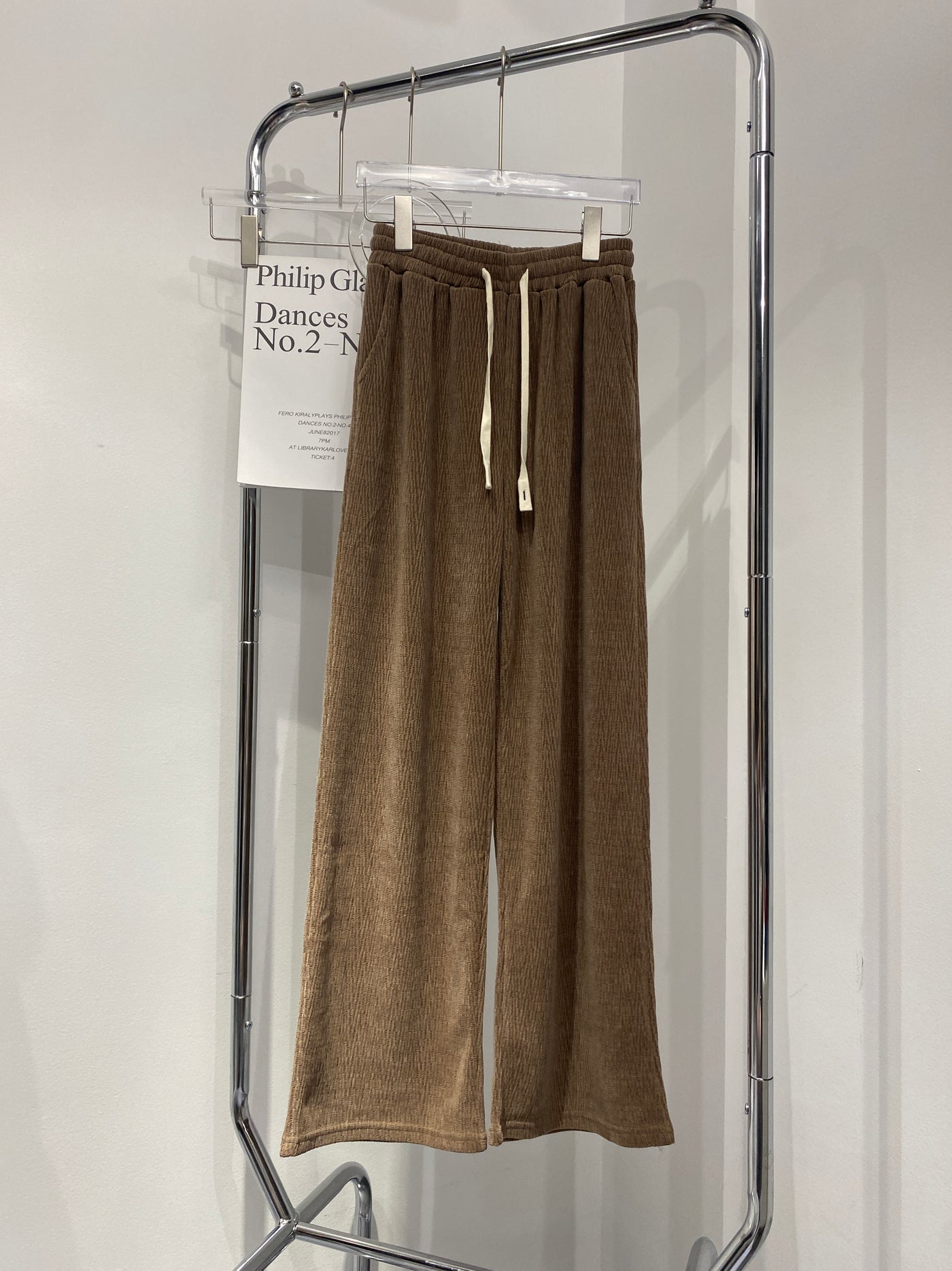 Textured Wide Leg Trousers - Latte