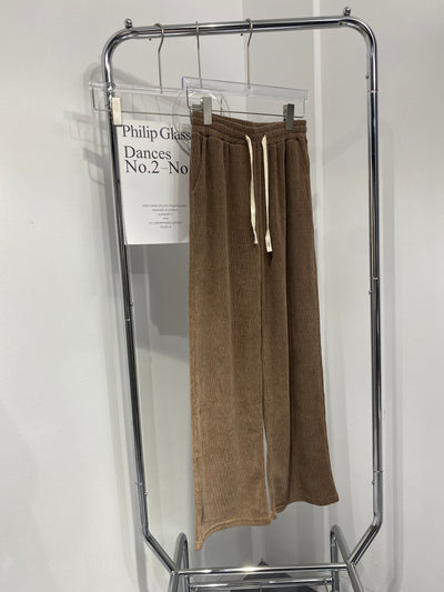 Textured Wide Leg Trousers - Latte