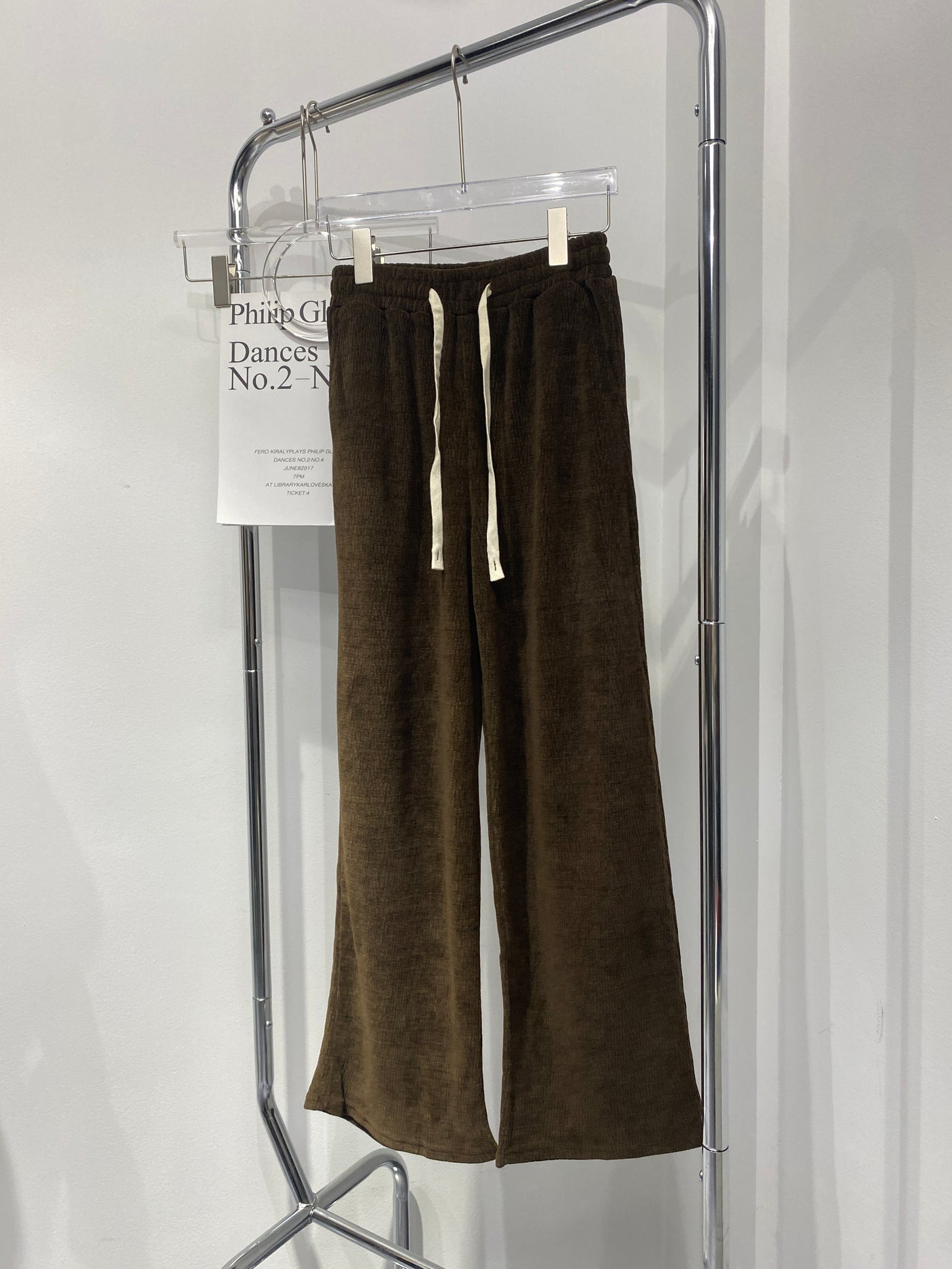 Textured Wide Leg Trousers - Chocolate