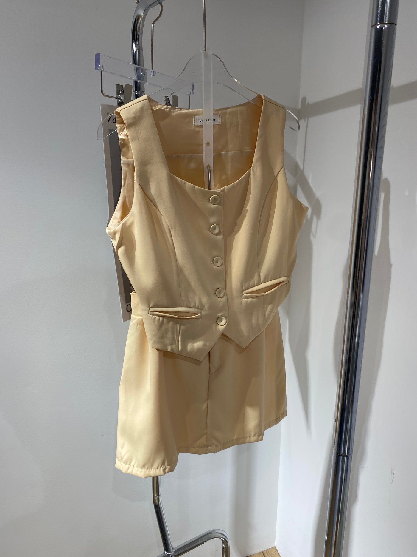 Cropped Vest and Skirt Co-ord Set - Cream