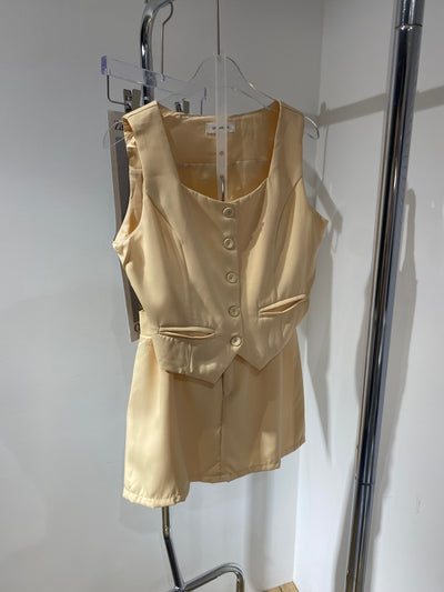 Cropped Vest and Skirt Co-ord Set - Cream