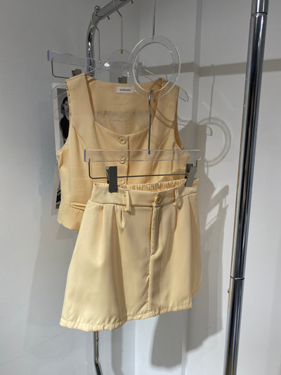 Cropped Vest and Skirt Co-ord Set - Cream