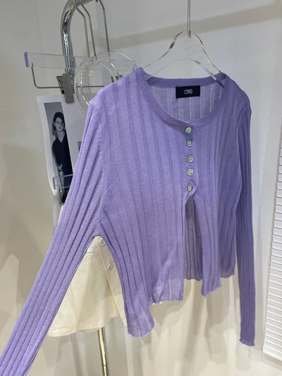 Half Button Cardigan - Lilac