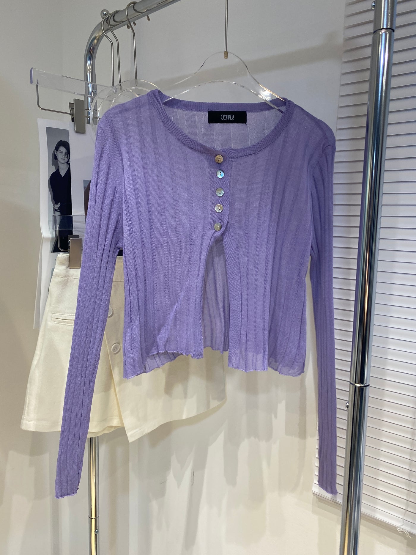 Half Button Cardigan - Lilac