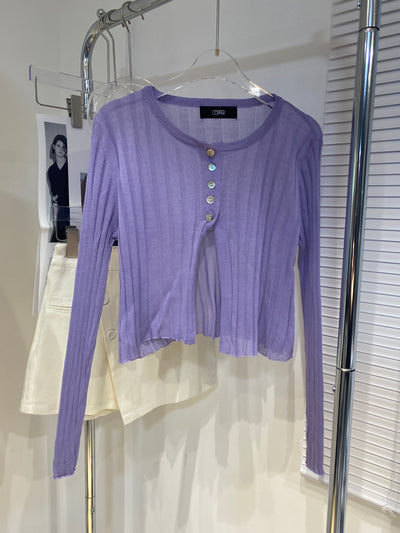 Half Button Cardigan - Lilac