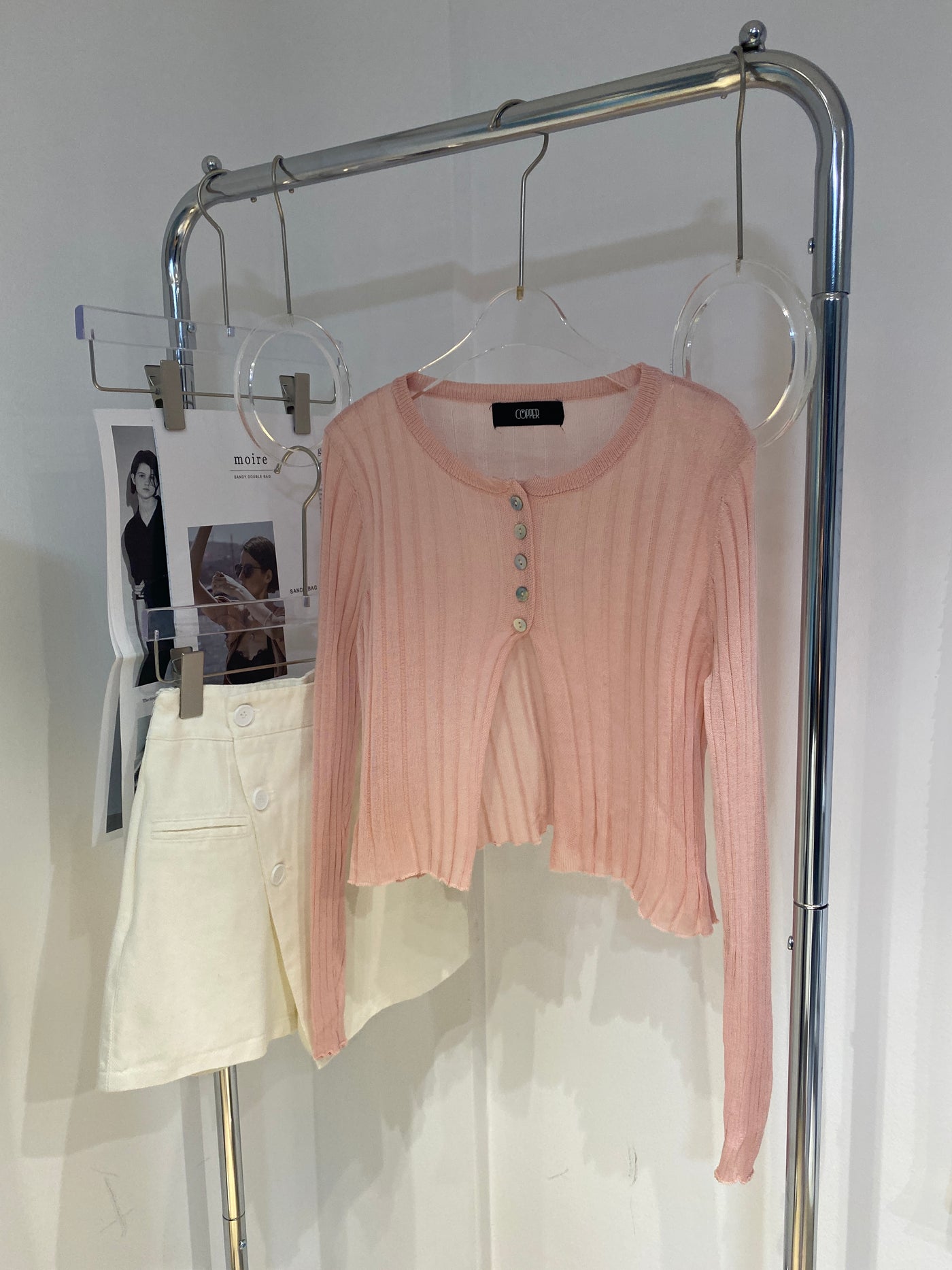 Half Button Cardigan - Blush
