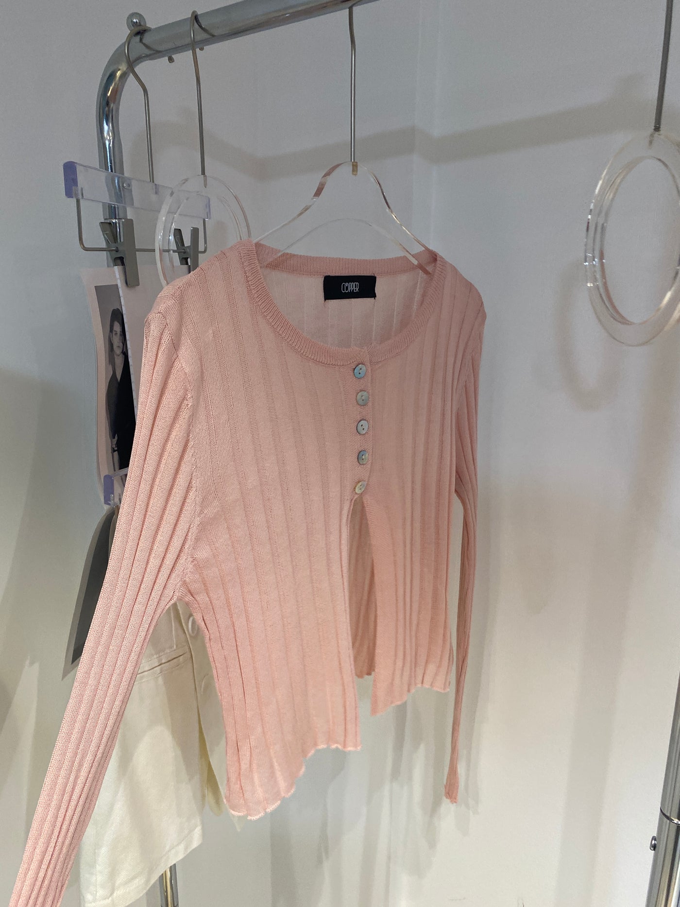 Half Button Cardigan - Blush