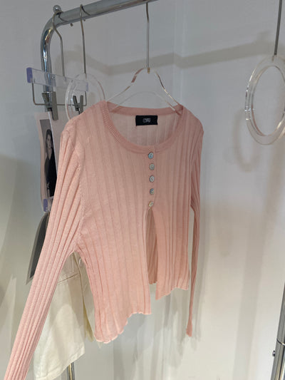 Half Button Cardigan - Blush
