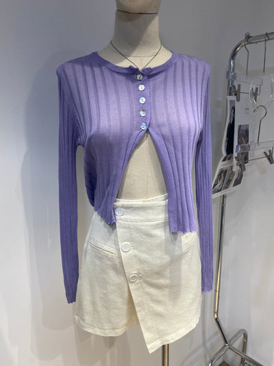 Half Button Cardigan - Lilac