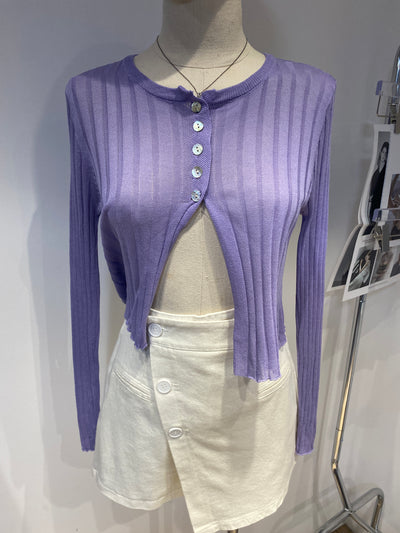 Half Button Cardigan - Lilac