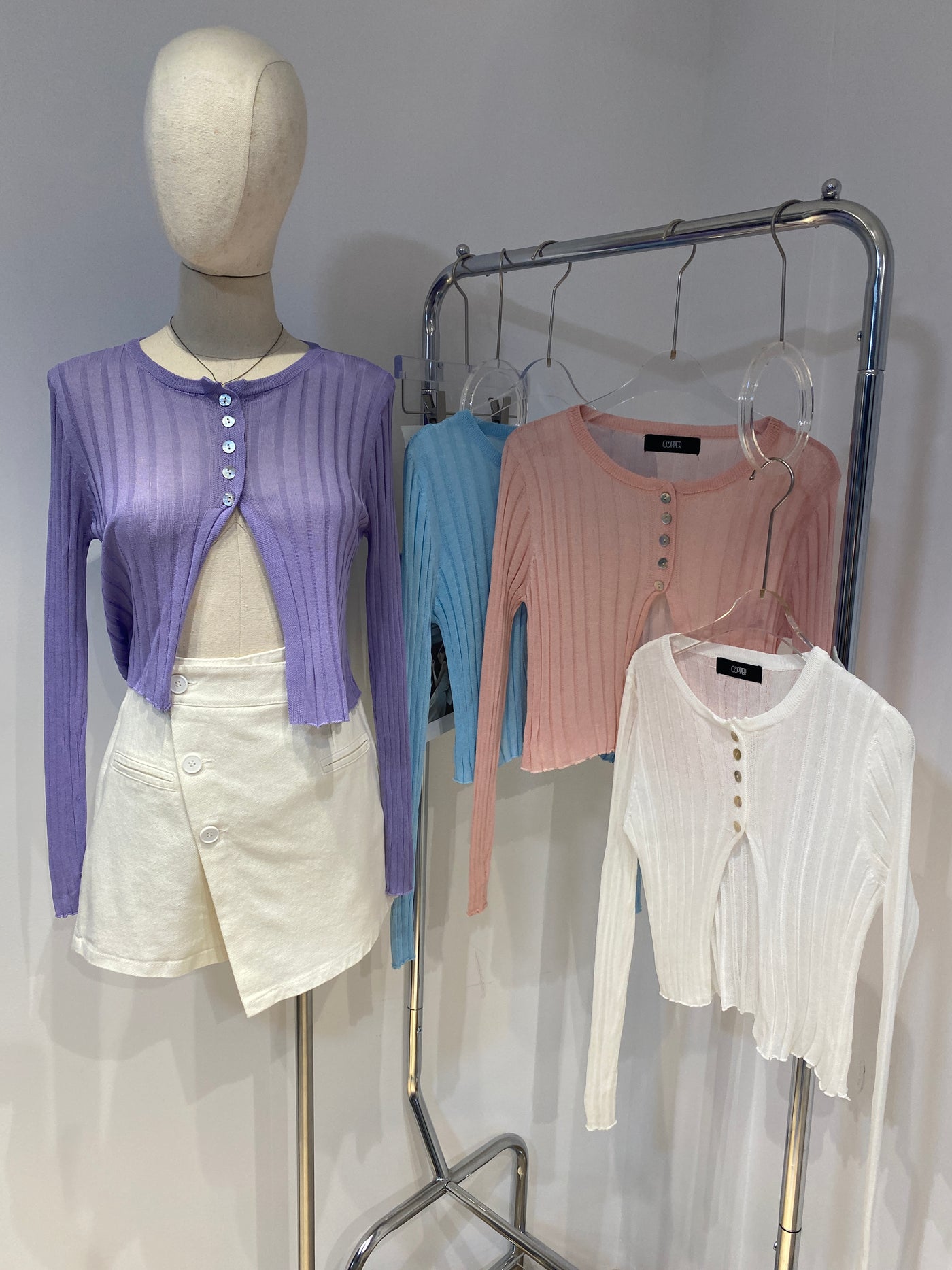 Half Button Cardigan - Lilac
