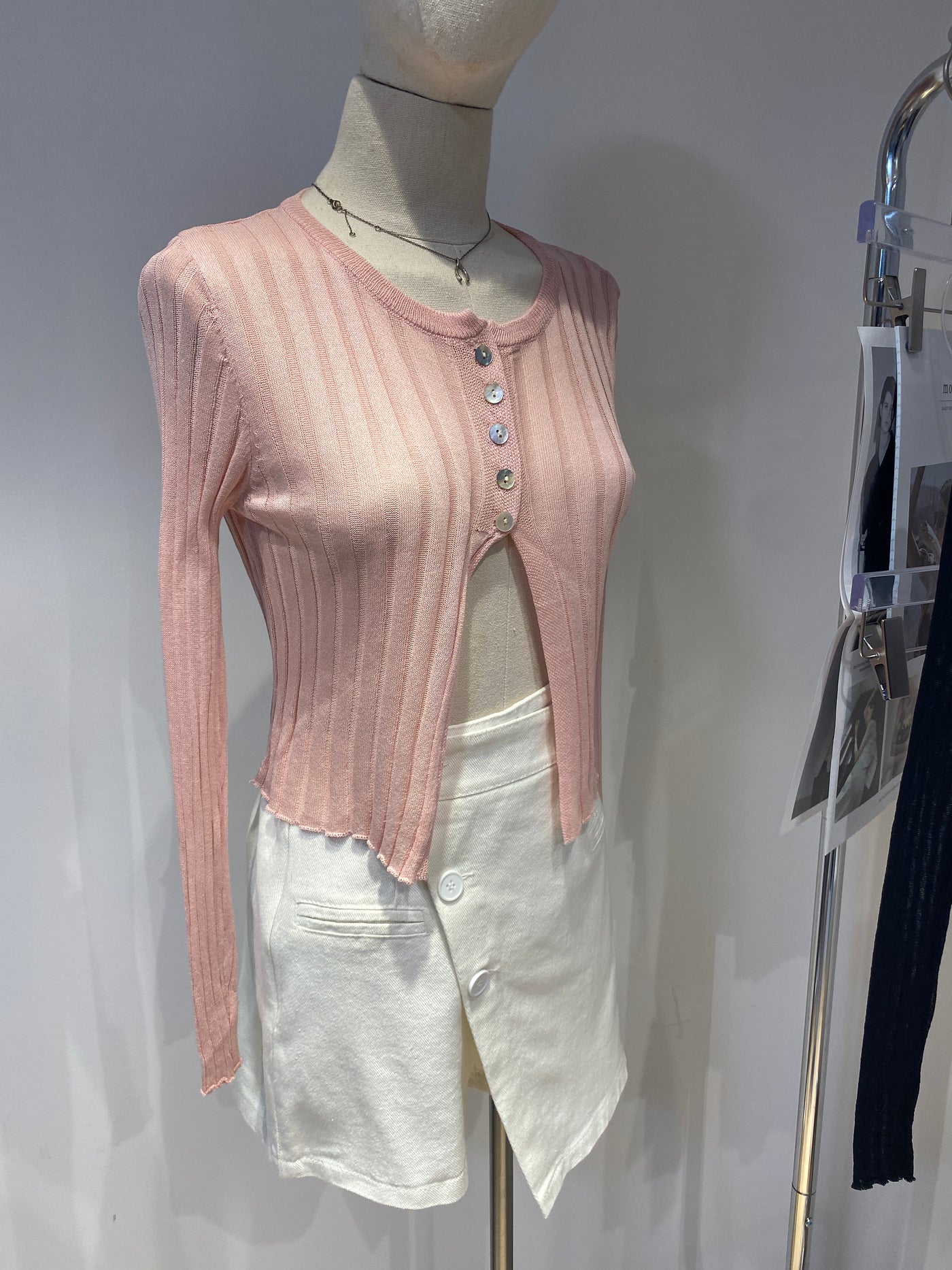 Half Button Cardigan - Blush