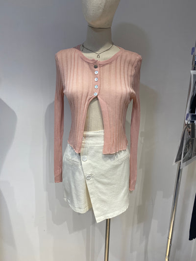 Half Button Cardigan - Blush