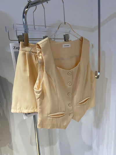 Cropped Vest and Skirt Co-ord Set - Cream
