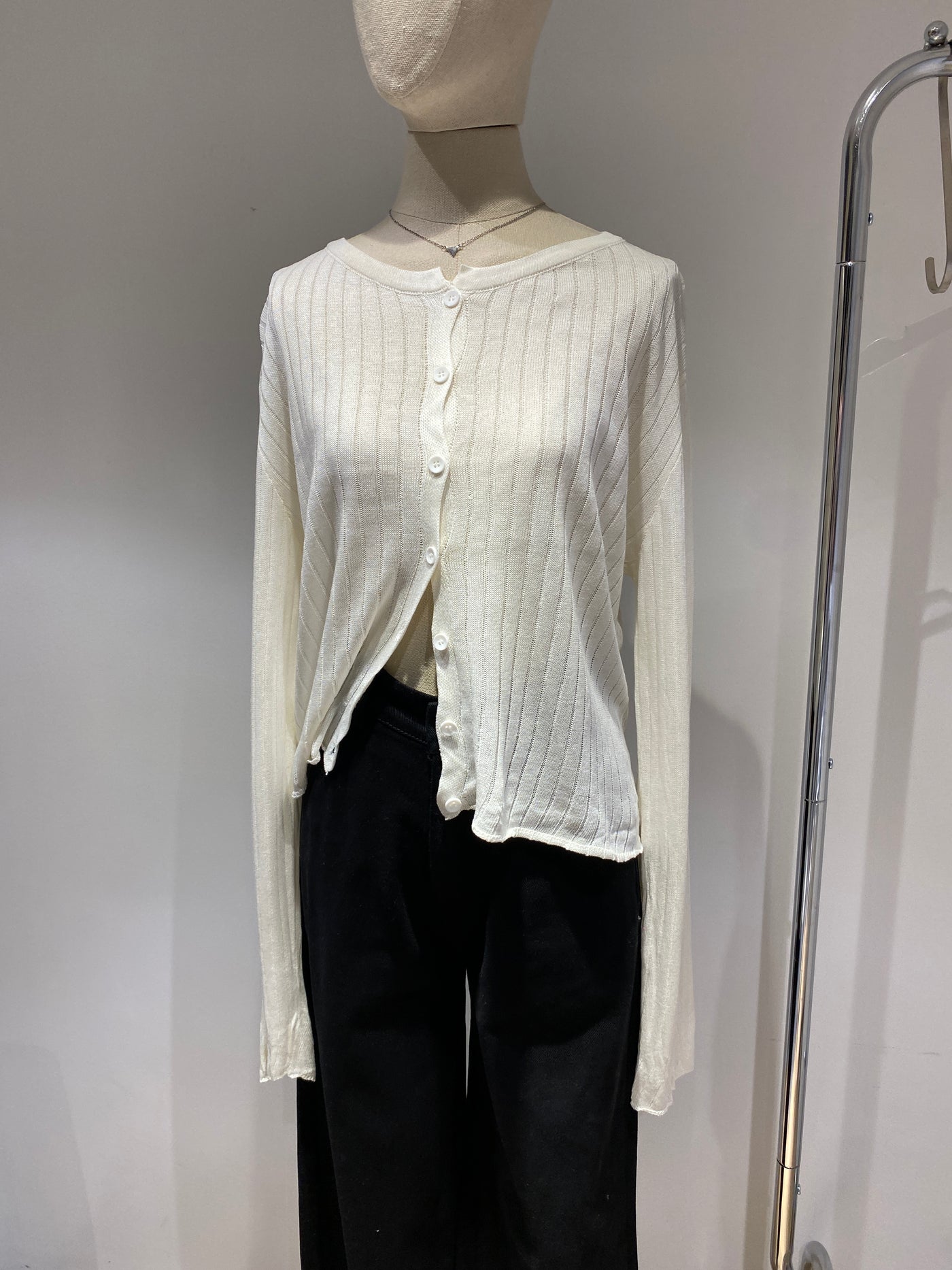 Boxy Ribbed Knit Cardigan