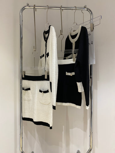 Knit Cardigan and Skirt Co-ord Set - White