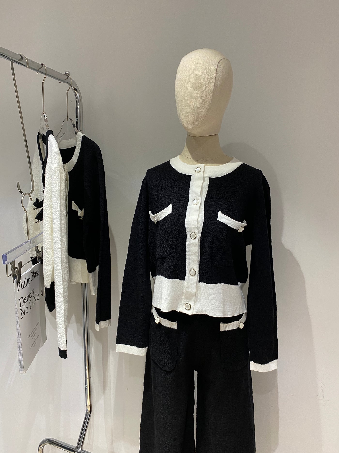 Knit Cardigan and Wide Leg Trousers Co-ord Set