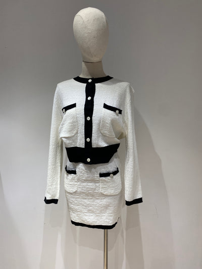 Knit Cardigan and Skirt Co-ord Set - White